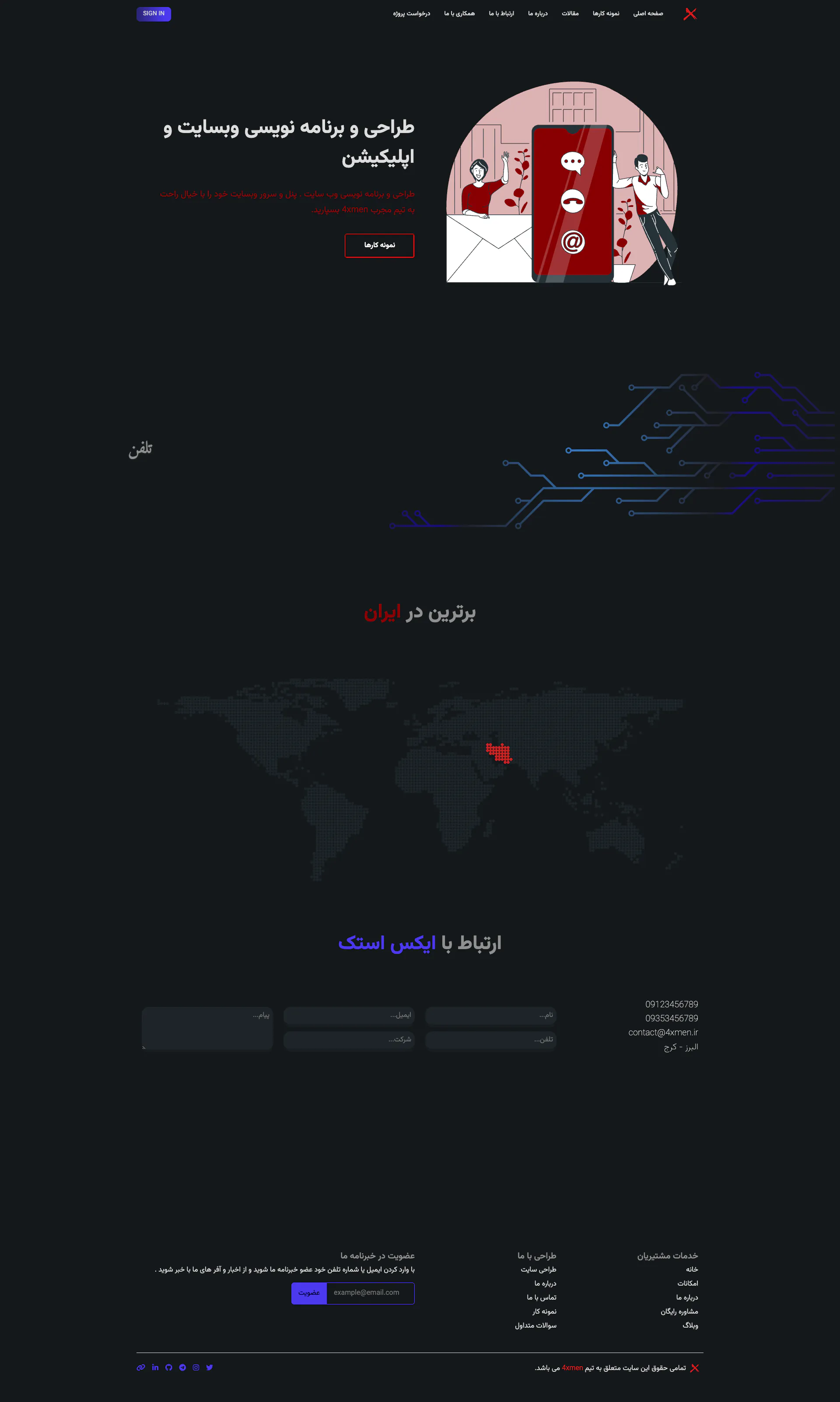 تصویر کامل صفحه تماس در 4xmen